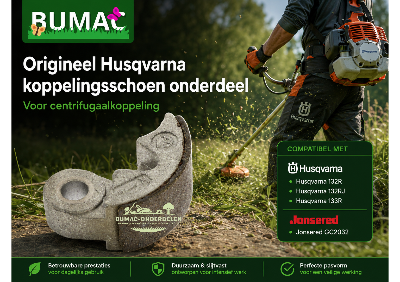 Origineel Husqvarna koppelingsschoen onderdeel voor Husqvarna 132R 132RJ 133R en Jonsered GC2032