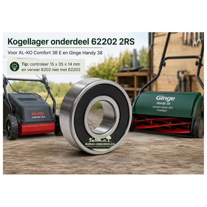 Kogellager en groefkogellager onderdeel voor AL-KO Comfort 38 E en Ginge Handy 38 15 x 35 x 14 mm