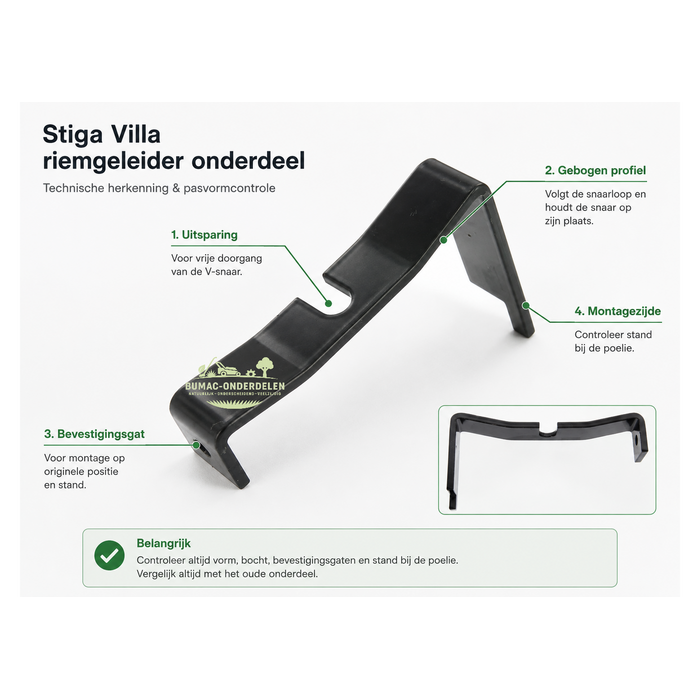 Stiga Villa riemgeleider onderdeel voor PTO snaarloop bij oudere frontmaaier platformen