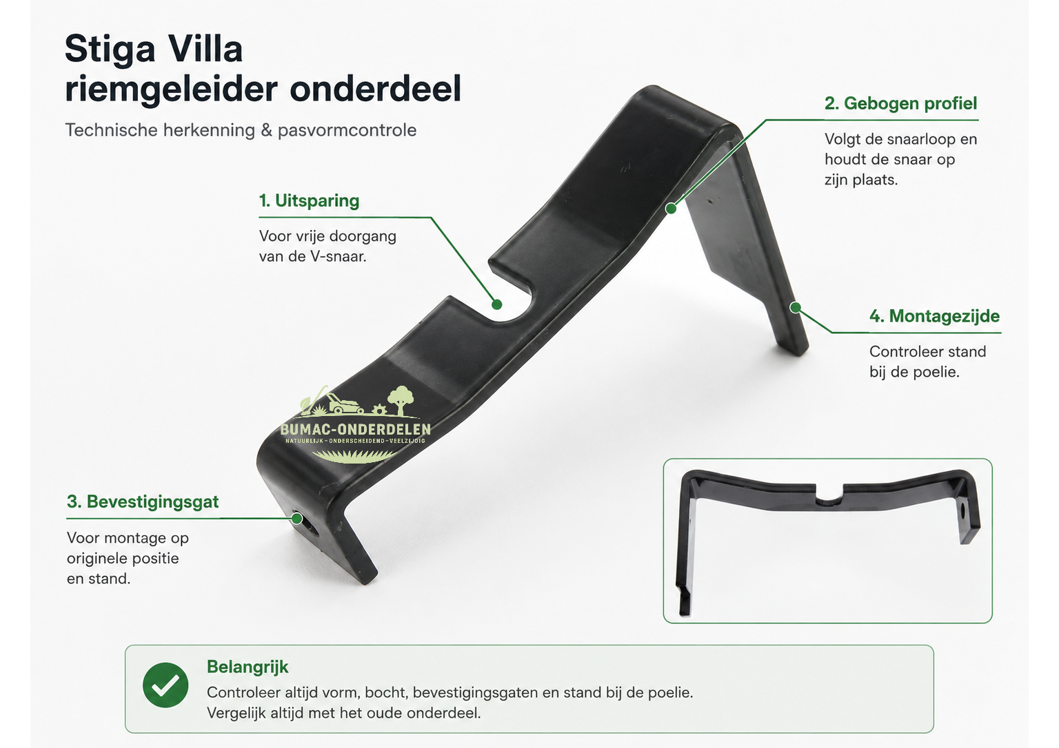 Stiga Villa riemgeleider onderdeel voor PTO snaarloop bij oudere frontmaaier platformen