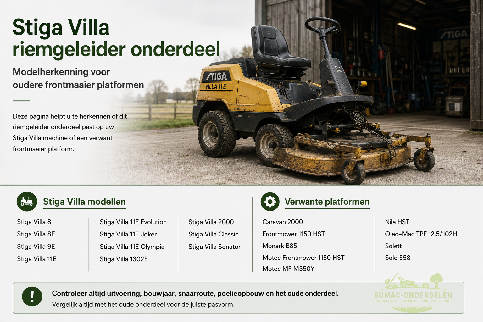 Stiga Villa riemgeleider onderdeel voor PTO snaarloop bij oudere frontmaaier platformen