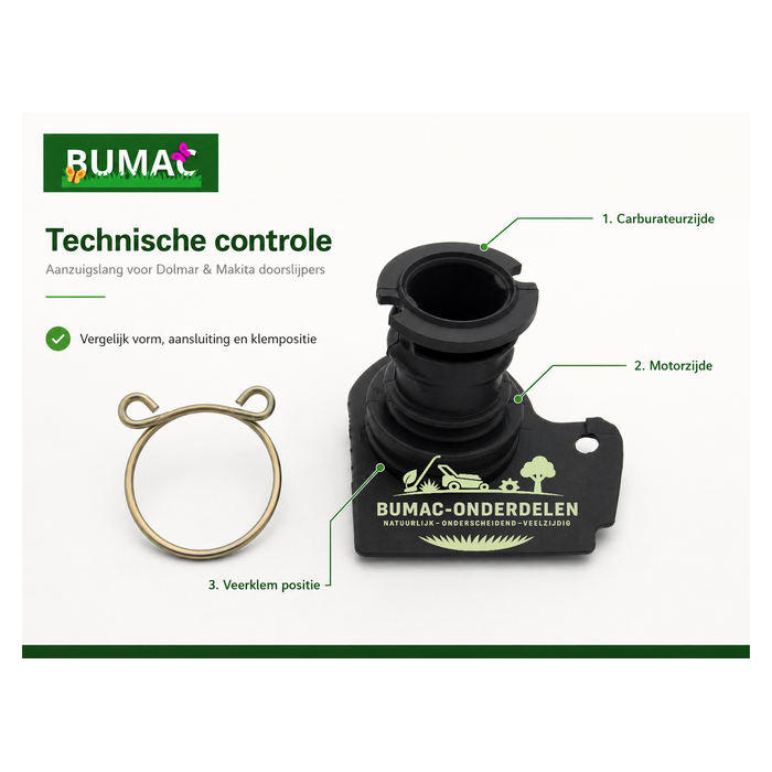 Aanzuigslang onderdeel voor Dolmar PC-6412, PC-7314, PC-7414 en Makita DPC-6410, DPC-7311, DPC-8112 en EK7301 doorslijpers