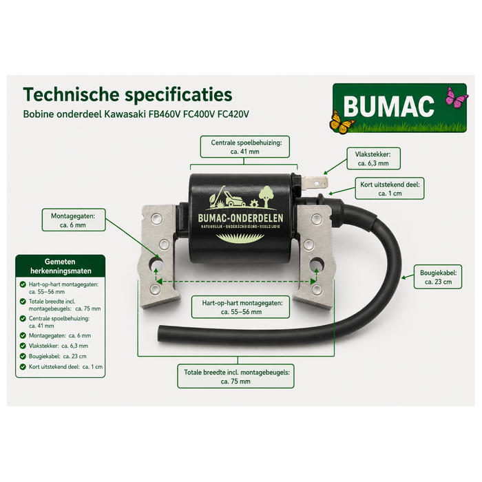 Ontstekingsspoel onderdeel Kawasaki FB460V FC400V FC420V John Deere 108 F525 Toro 30106