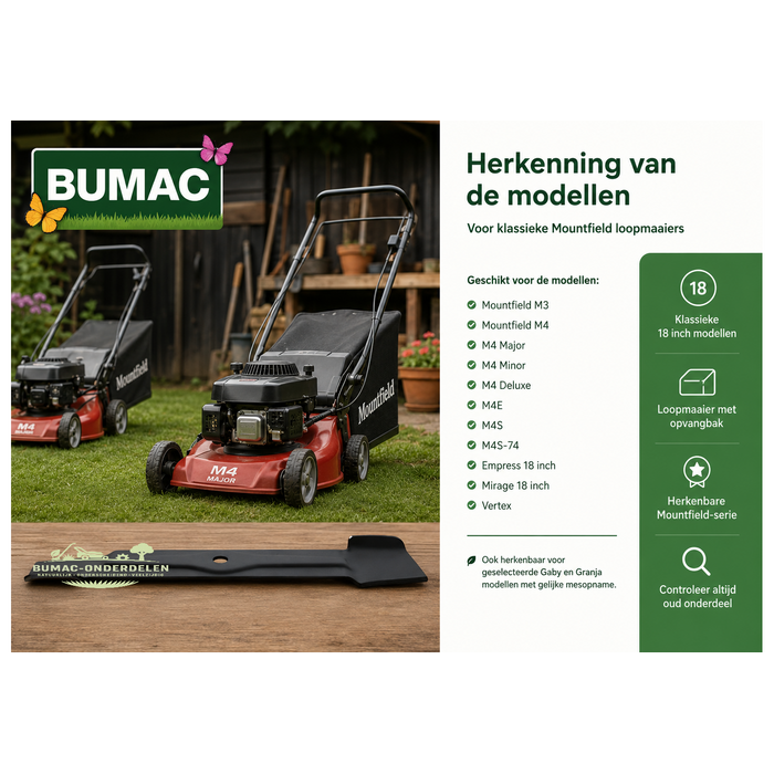Maaimes onderdeel 45,5 cm voor Mountfield M3 M4 Major Empress Mirage Gaby en Granja loopmaaiers