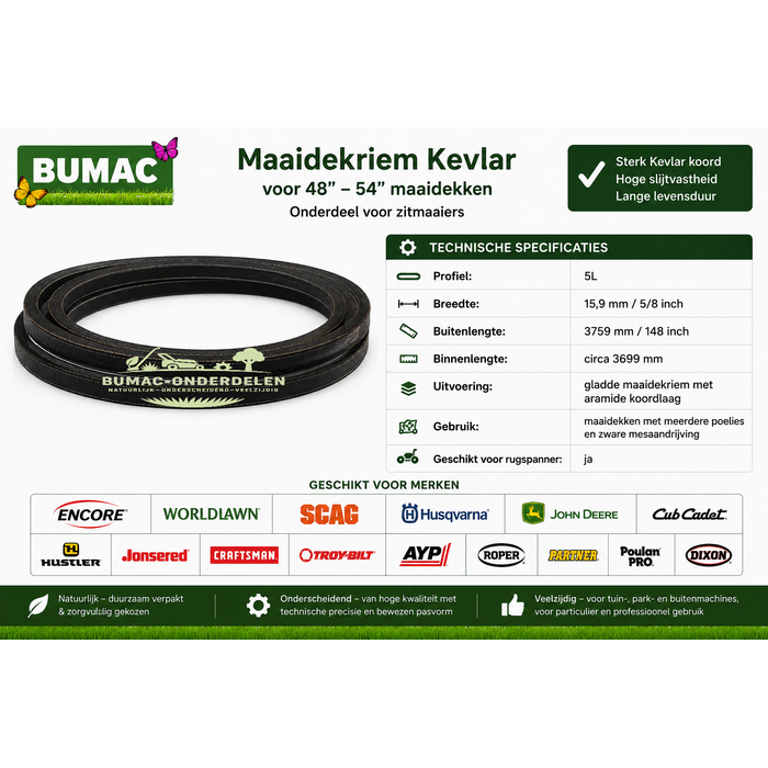 Maaidekriem onderdeel voor Encore Arrow 50XP, Scag Freedom Z, Husqvarna MZ52 en Cub Cadet RZT 54