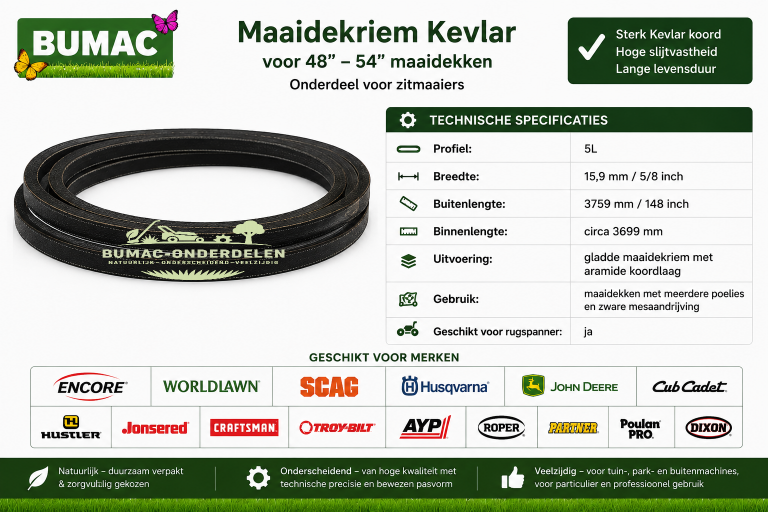 Maaidekriem onderdeel voor Encore Arrow 50XP, Scag Freedom Z, Husqvarna MZ52 en Cub Cadet RZT 54