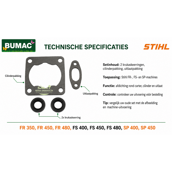 Pakkingset motoronderdeel voor Stihl FR350, FS400, FS450, FS480 en SP450