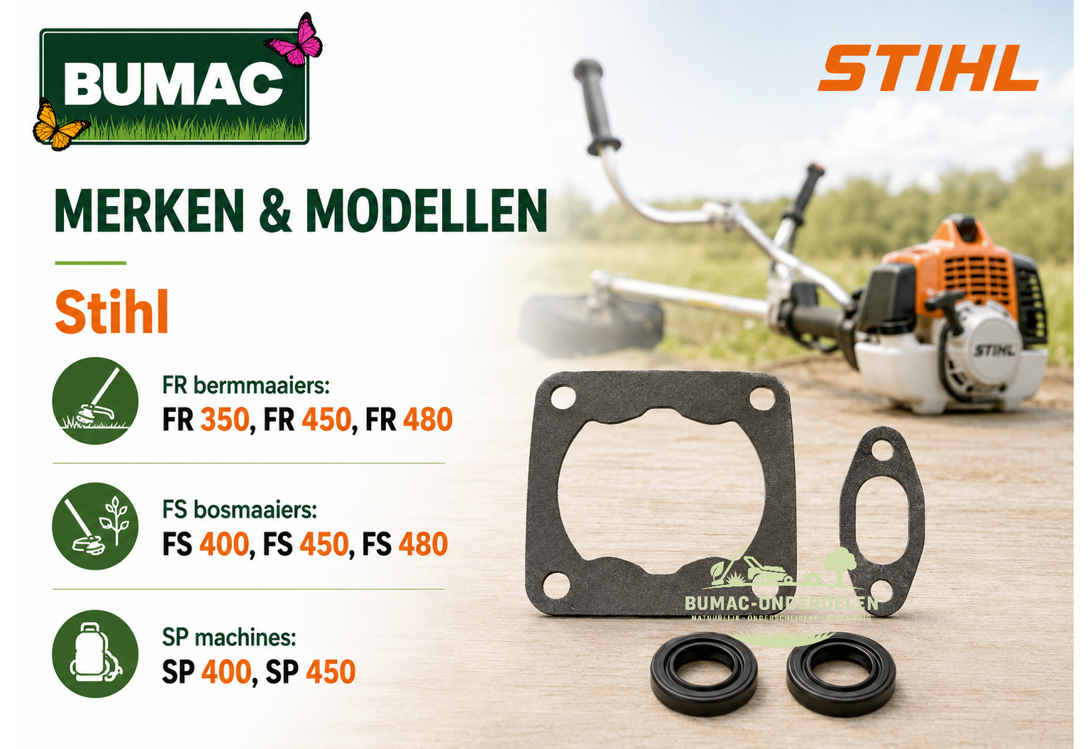 Pakkingset motoronderdeel voor Stihl FR350, FS400, FS450, FS480 en SP450
