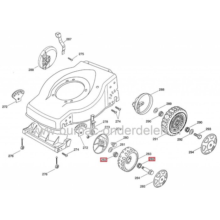Wiellager voor Grasmaaier van Castelgarden - Stiga - Alpina - Mountfield, Kunststof Lager voor Wiel van NG460, NG464, NG464TRE, S474L , Collector 46, Collector 46S, Turbo Pro, 420HP, 470SP, EL41, HP470, SP460R, MPR10118, MPR10119, PWR400PRMA, PWRHP410PRMA