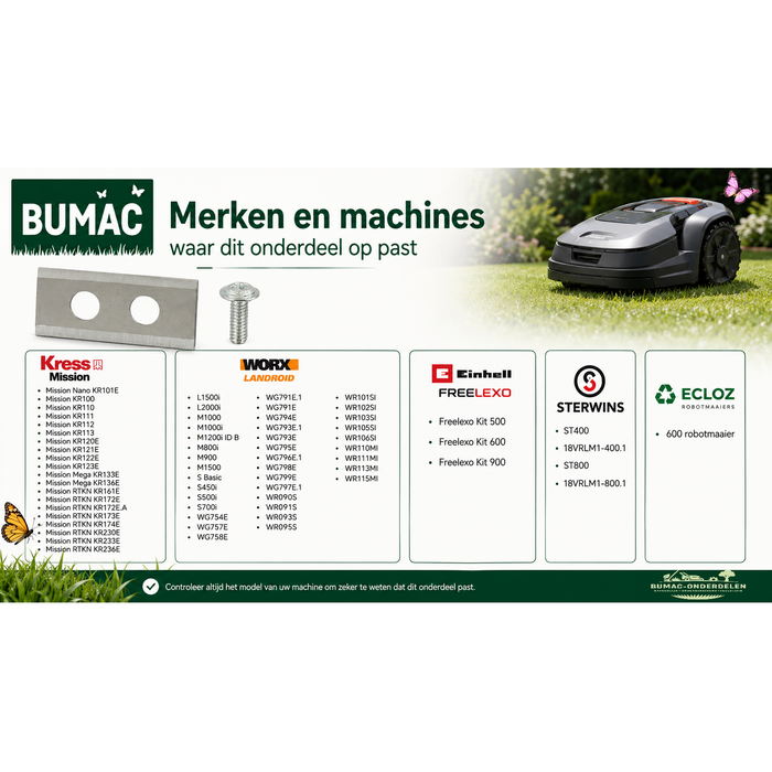 Robotmaaiermes onderdeel voor Kress Mission, Worx Landroid, Einhell Freelexo, Sterwins en Ecloz robotmaaiers
