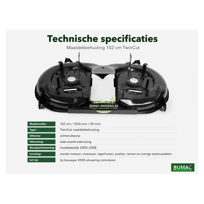 Maaidekbehuizing 102 cm onderdeel voor Stiga Estate Royal, Castelgarden TC102, Mountfield en Honda HF-zitmaaiers