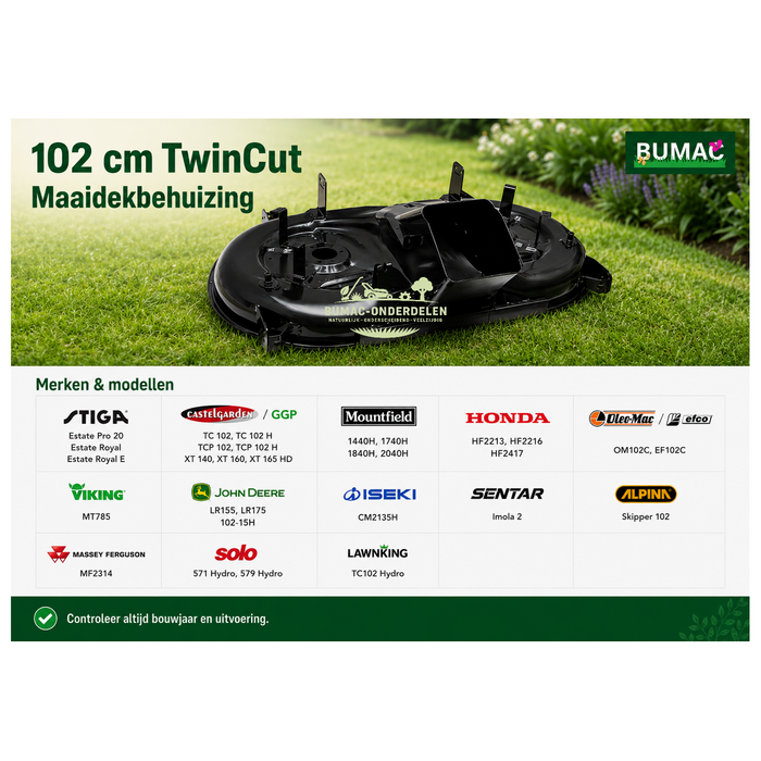 Maaidekbehuizing 102 cm onderdeel voor Stiga Estate Royal, Castelgarden TC102, Mountfield en Honda HF-zitmaaiers