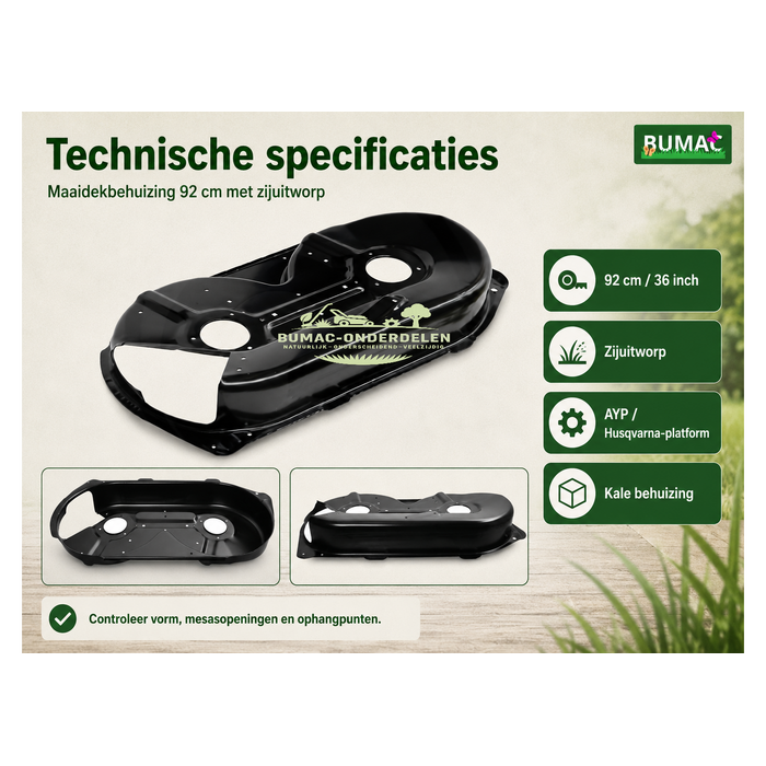 Maaidekbehuizing 92 cm onderdeel voor Husqvarna LR100, LT120, Jonsered LR en AYP 36 inch zitmaaiers