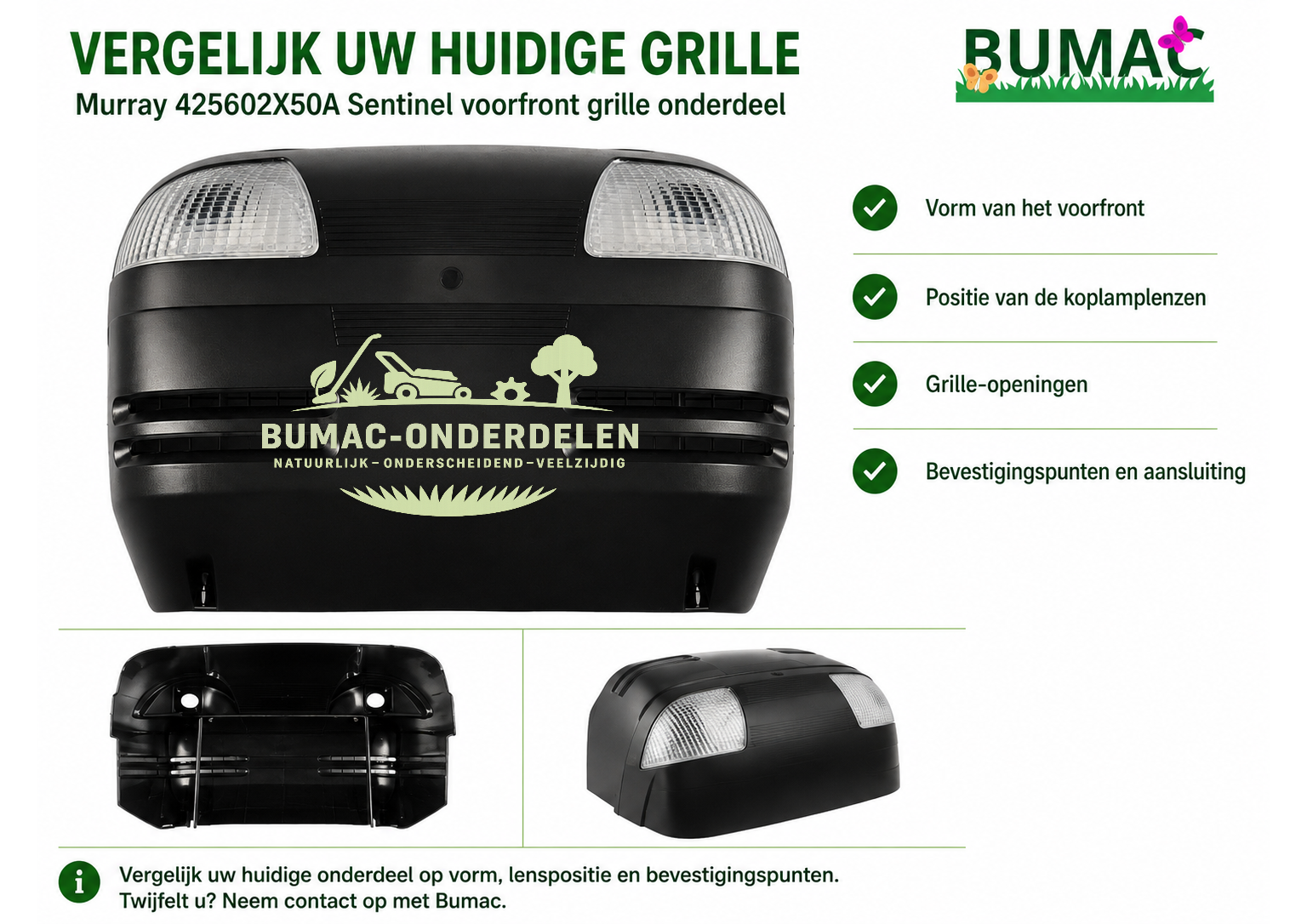 Murray 425602X50A Sentinel 170/107 Automatic voorfront motorkap grille onderdeel voor Murray, Scotts, Briggs & Stratton en Yard King zitmaaiers