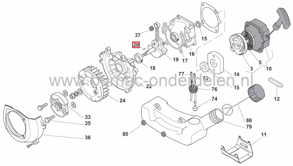 Spie voor CASTELGARDEN - STIGA - ALPINA - MOUNTFIELD XB26J - XB34 - XR26J - BJ325 - BJ335 - BJ345 - MBCP254 - MGTP254 Bosmaaiers - Bermmaaiers - Strimmers, Spieën voor Krukassen
