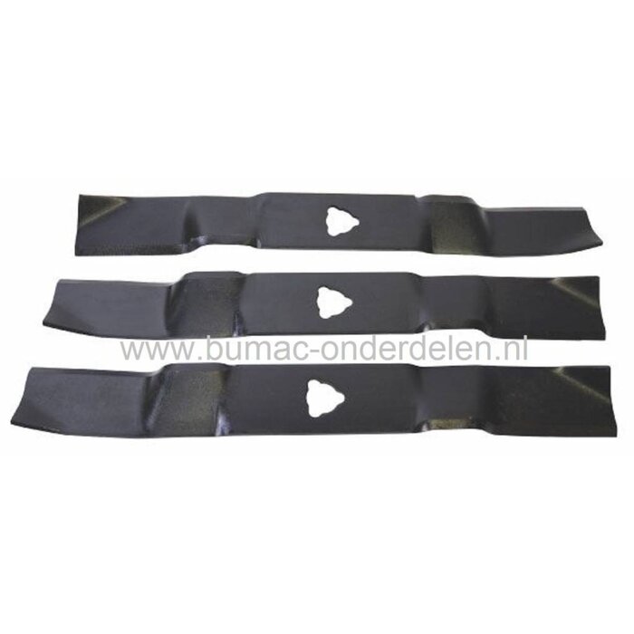 Messet 49,5 Cm voor STIGA - CASTELGARDEN - ALPINA - MOUNTFIELD, Set van 3 Maaimessen 2x Linksdraaiend en 1x Rechtsdraaiend Mes voor Zitmaaier - Frontmaaier - Tuintrekker, Stiga Titan 135B - Titan 135H