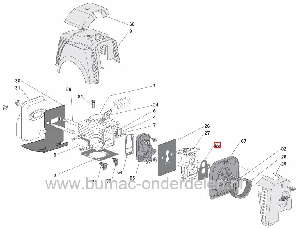 Pakking Bosmaaiers Stiga SB51S - SB51DS - SB51FS, Castel Garden XB51S - XB51DS - XB51FS, Filterhuis Pakkingen voor Bosmaaiers - Bermmaaiers - Trimmers van Stiga - Castelgarden - Alpina en Mountfield