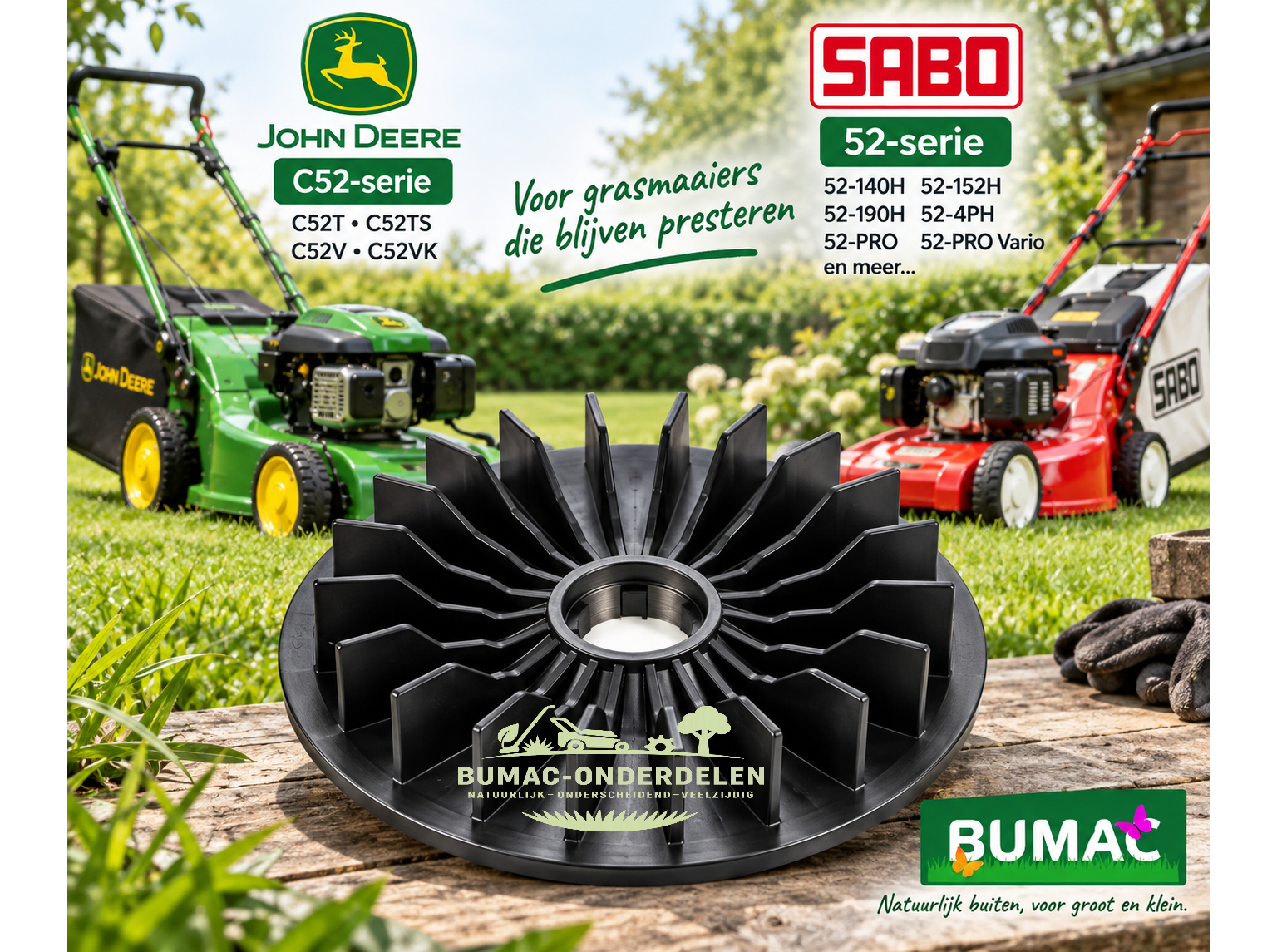 Ventilator-meshouder / waaier onderdeel 255 mm met 27/32 mm opname voor Sabo 52-serie en John Deere C52-serie