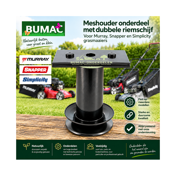 Meshouder onderdeel met dubbele riemschijf 22,2 mm voor Murray, Snapper en Simplicity grasmaaiers