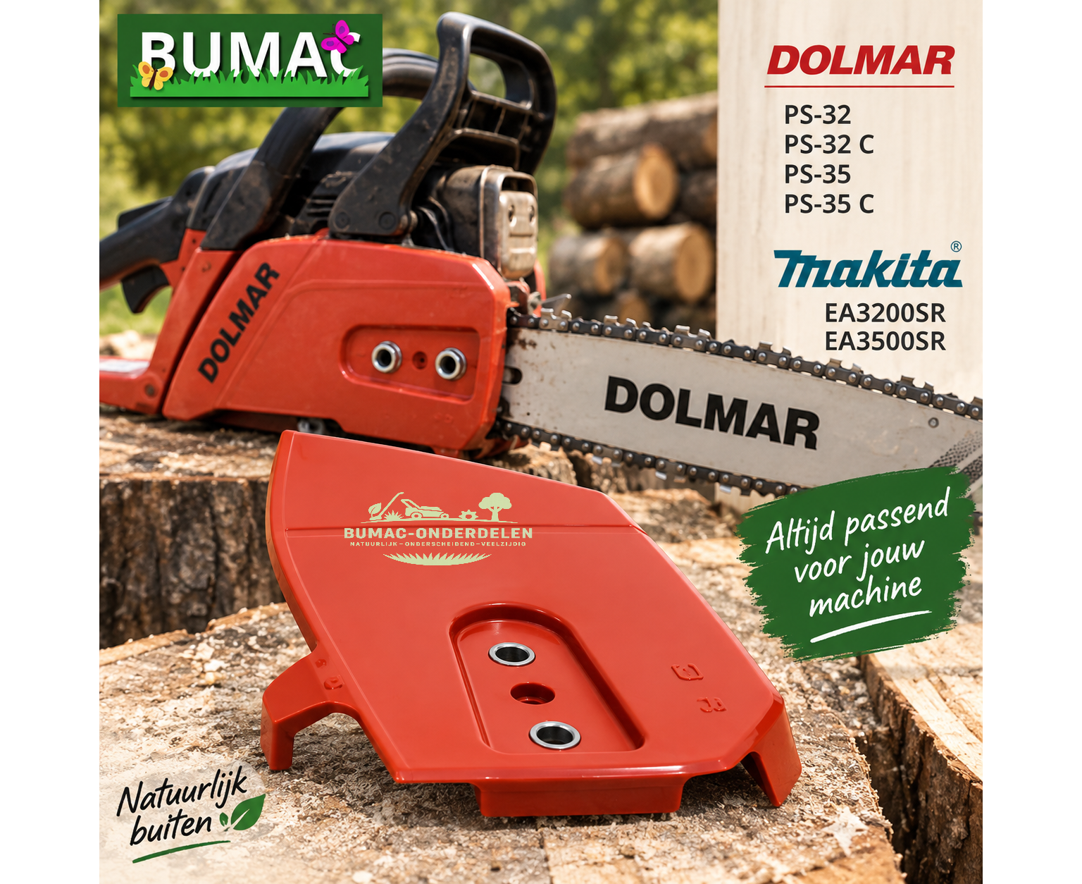 Zijkap en koppelingsdeksel onderdeel voor Dolmar PS-32, PS-32 C, PS-35 en PS-35 C