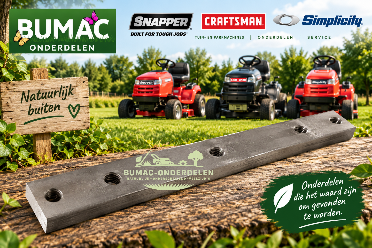 Meshouder onderdeel 318–319 x 37 x 12 mm voor Snapper, Craftsman en Simplicity rear-engine riders