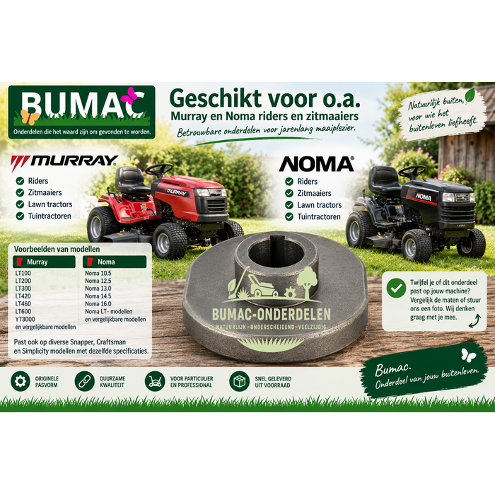 Meshouder onderdeel 15,8 mm voor Murray en Noma riders en zitmaaiers