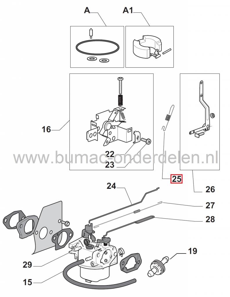 Regulateurveer voor CASTELGARDEN - STIGA - MOUNTFIELD - ALPINA Grasmaaiers - Skelters - Benzinemaaiers, GGP RM65 en WBE0704 Motoren, Toeren Regelveer voor Grasmaaier - Cirkelmaaier