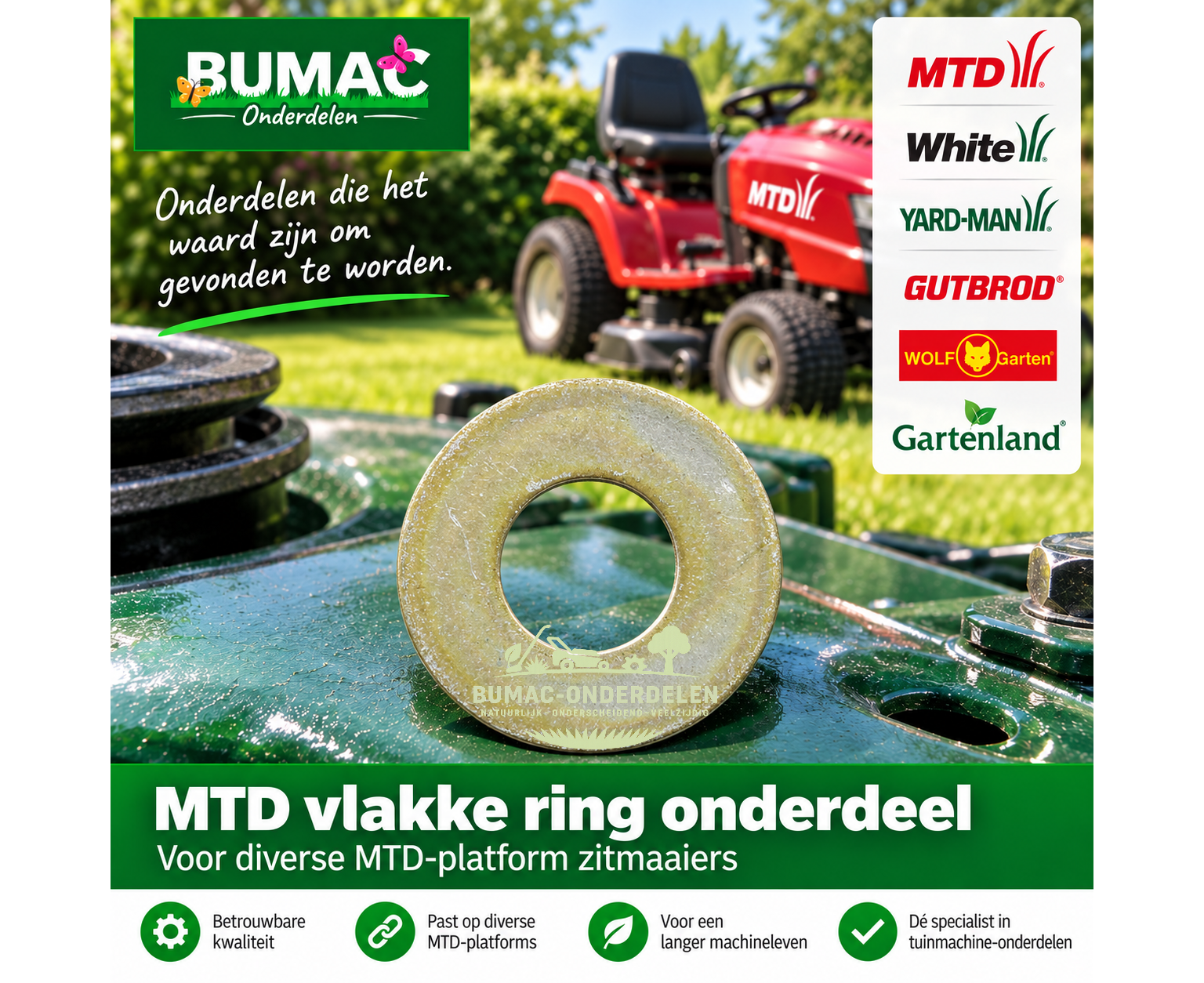 MTD vlakke ring onderdeel voor White, Gutbrod, Yard-Man en WOLF-Garten zitmaaiers