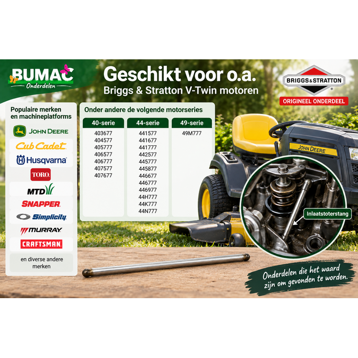 Aluminium inlaatstoterstang onderdeel voor Briggs & Stratton V-Twin motoren