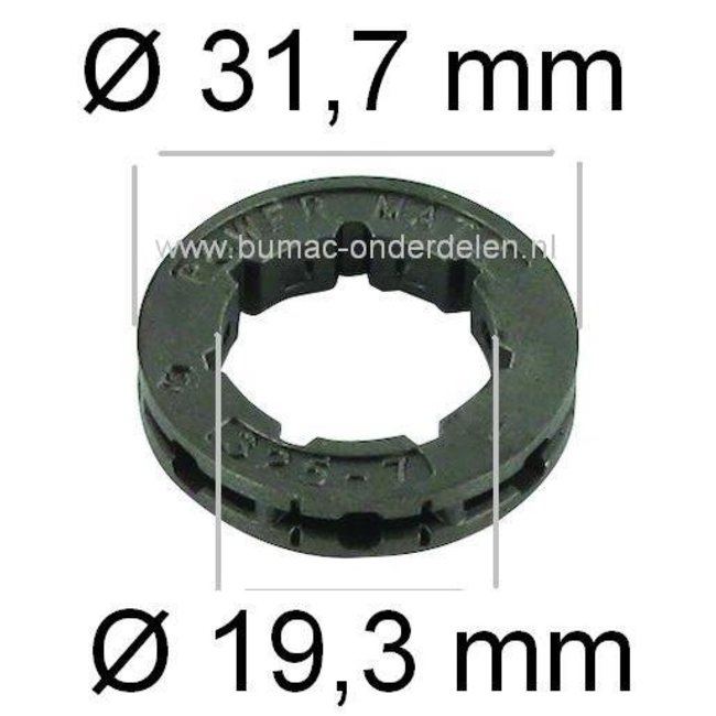 Aandrijftandwiel .325 voor Koppelingstrommel op Kettingzaag van Stihl, Husqvarna, Jonsered, Dolmar, Makita, Echo, OleoMac, Partner, Hitachi Aandrijfring