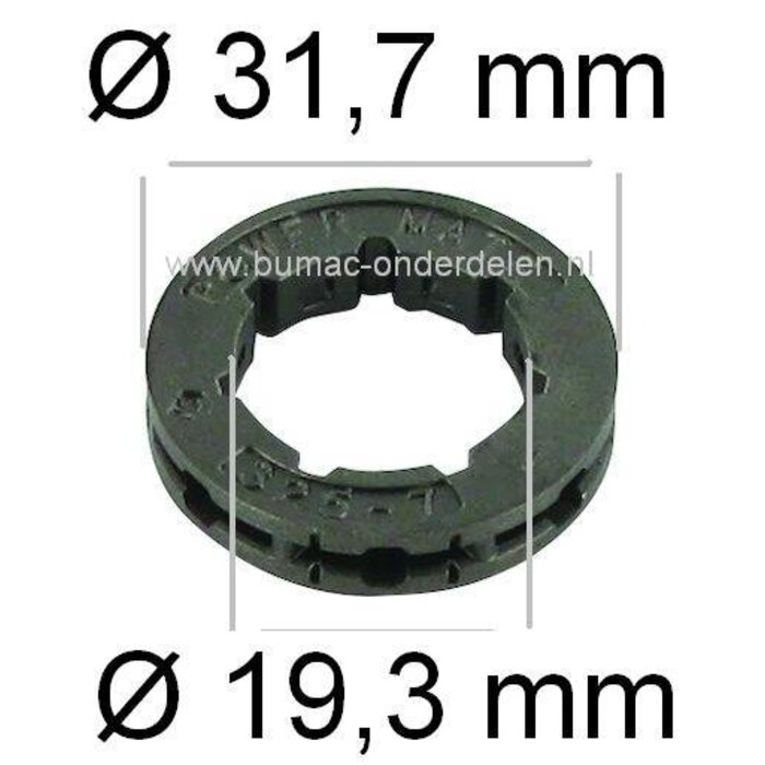Aandrijftandwiel Aandrijfring voor Koppelingstrommel op Kettingzaag van Stihl, Husqvarna, Jonsered, Dolmar, Makita, Echo, OleoMac, Partner, Hitachi