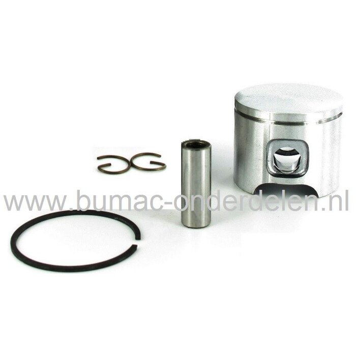 Zuiger voor Husqvarna 61 en Jonsered 625 Kettingzaag, Complete Zuigers met Zuigerveren, Pistonpen en Borgringen voor Husqvarna - Jonsered - Partner - Mc Culloch Kettingzagen - Motorzagen, onderdeel