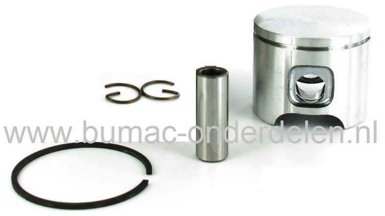 Zuiger voor Husqvarna 61 en Jonsered 625 Kettingzaag, Complete Zuigers met Zuigerveren, Pistonpen en Borgringen voor Husqvarna - Jonsered - Partner - Mc Culloch Kettingzagen - Motorzagen, onderdeel