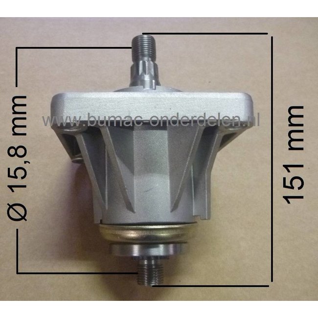 Linker Mesas 151 mm met Lagerhuis en lagers Compleet voor MTD - Yardman - Wolf - Cub Cadet - White en Bolens Zitmaaier