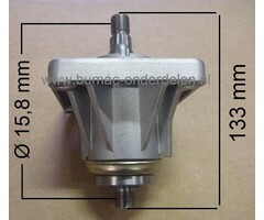 Rechter Mesas 133 mm met Lagerhuis en lagers Compleet voor MTD - Yardman - Wolf - Cub Cadet - White en Bolens Zitmaaier
