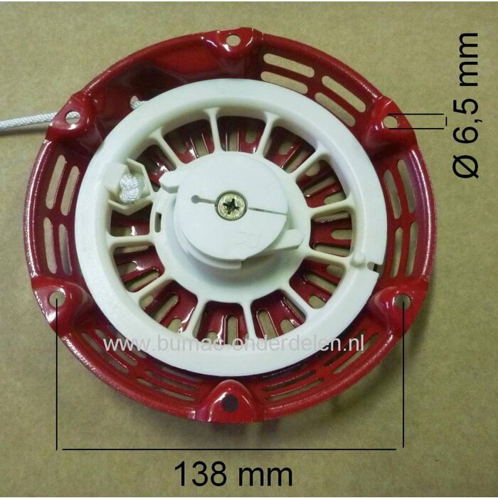 Handstarter voor Honda GX110 - GX120 - GX140 - GX160 - GX200 met 2 Kunststof Startpallen voor Bladblazer – Houtversnipperaar – Kloofmachine – Mechanische Troffel – Kart –Veegmachine – Trilplaat – Tuinfrees – Cart – Hakfrees – Kantensnijder - Zodensnijder,