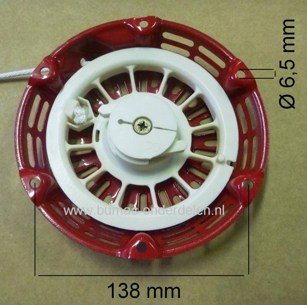 Handstarter voor Honda GX110 - GX120 - GX140 - GX160 - GX200 met 2 Kunststof Startpallen voor Bladblazer – Houtversnipperaar – Kloofmachine – Mechanische Troffel – Kart –Veegmachine – Trilplaat – Tuinfrees – Cart – Hakfrees – Kantensnijder - Zodensnijder,