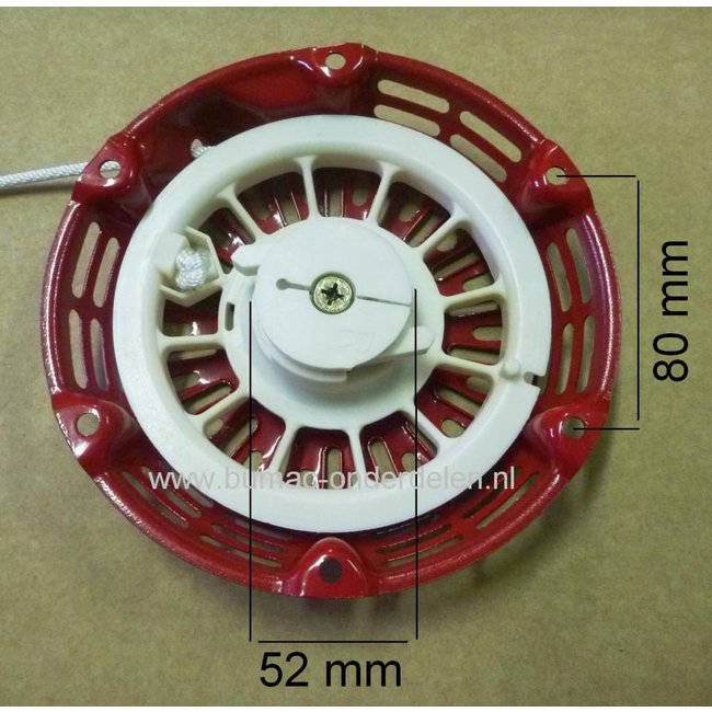 Handstarter voor Honda GX110 - GX120 - GX140 - GX160 - GX200 met 2 Kunststof Startpallen voor Bladblazer – Houtversnipperaar – Kloofmachine – Mechanische Troffel – Kart –Veegmachine – Trilplaat – Tuinfrees – Cart – Hakfrees – Kantensnijder - Zodensnijder,
