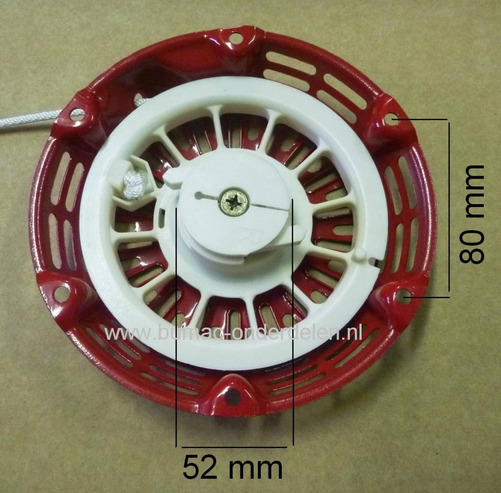 Handstarter voor Honda GX110 - GX120 - GX140 - GX160 - GX200 met 2 Kunststof Startpallen voor Bladblazer – Houtversnipperaar – Kloofmachine – Mechanische Troffel – Kart –Veegmachine – Trilplaat – Tuinfrees – Cart – Hakfrees – Kantensnijder - Zodensnijder,