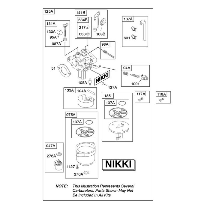 Carburateur voor B&S Motoren van Briggs and Stratton op Zitmaaier - Frontmaaier - Tuintrekker met Nikki Carburateur onderdeel