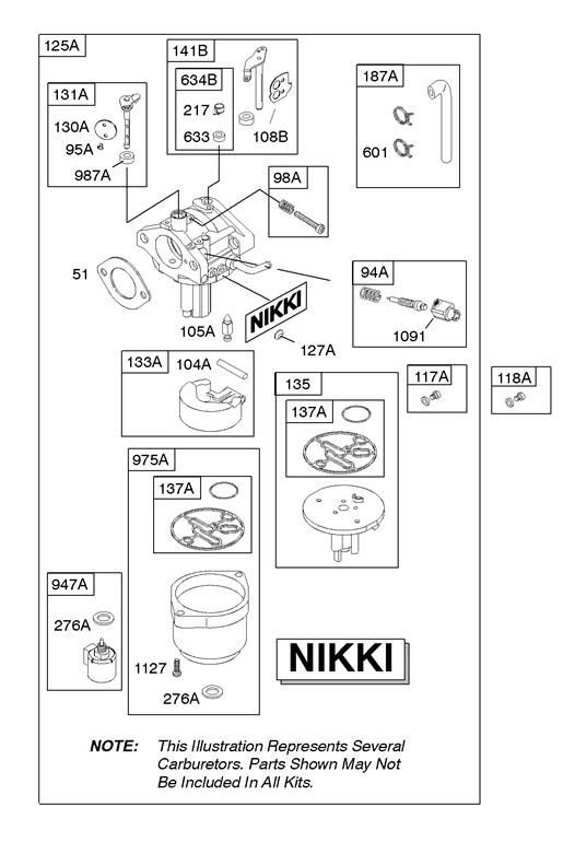 Carburateur voor B&S Motoren van Briggs and Stratton op Zitmaaier - Frontmaaier - Tuintrekker met Nikki Carburateur onderdeel