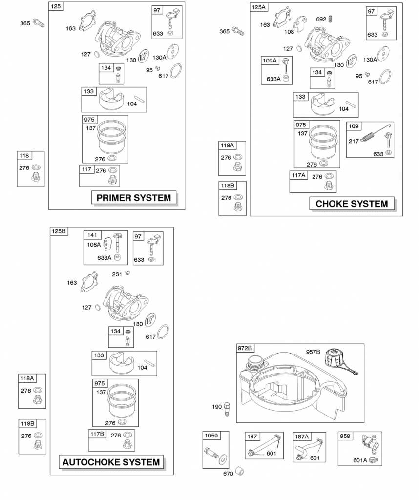 Briggs and Stratton Carburateur met Primer functie op Quantum en Europe motoren voor Grasmaaiers - Gazonmaaiers en Grasmachines van MTD, Stiga, Husqvarna, Jonsered, Wolf, CastelGarden, Viking, JohnDeere, Murray