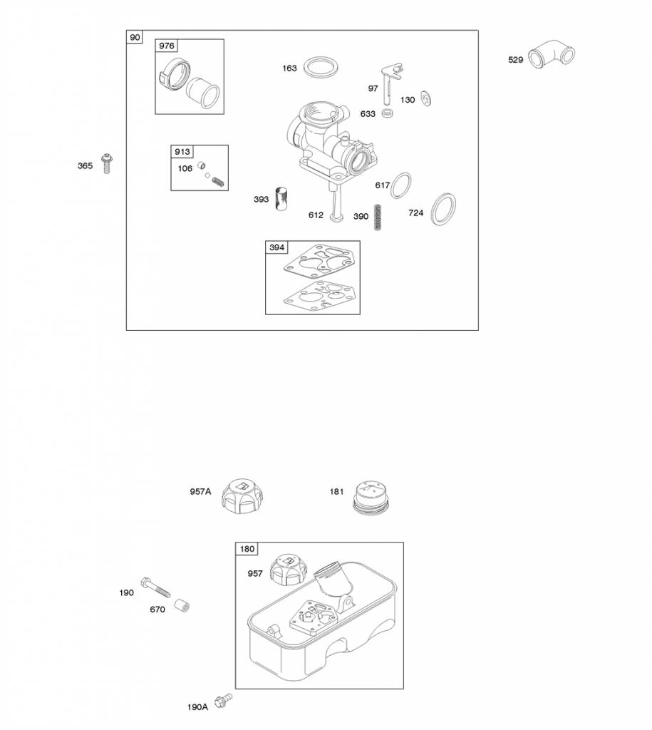 Carburateur Voor Briggs and Stratton BS12004 met Tank Compleet voor Classic - Sprint en Quattro Motoren, Benzinetank met Carburateur 5208068 + Tank Compleet, Benzinetank met Primer voor Directe inspuiting van de Benzine
