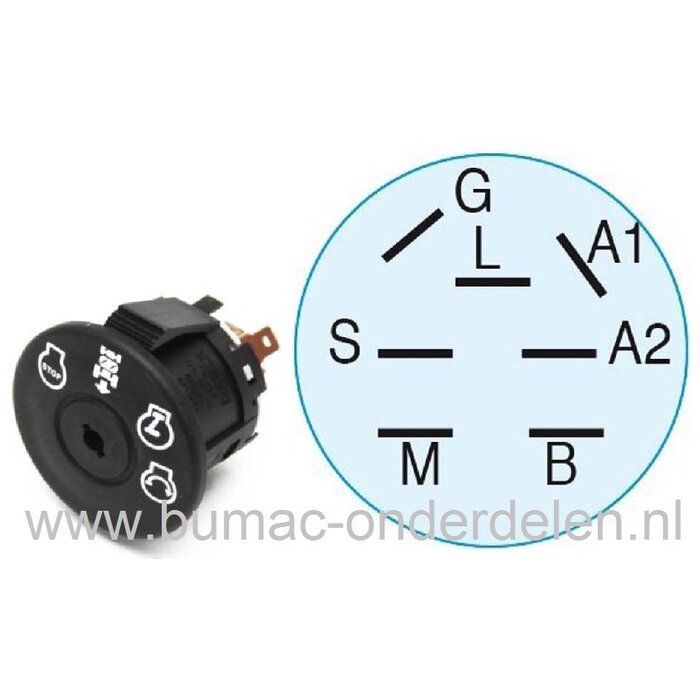 Contactslot voor AYP - Bolens - Craftsman - Cub Cadet - Husqvarna - John Deere - Jonsered - Lazer - McCulloch - MTD -Roper - White - Wizard - Wolf - Yardman - Yardpro Zitmaaiers - Frontmaaiers, Contactsloten, Sleutelcontacten, Contact Slot, YT4000