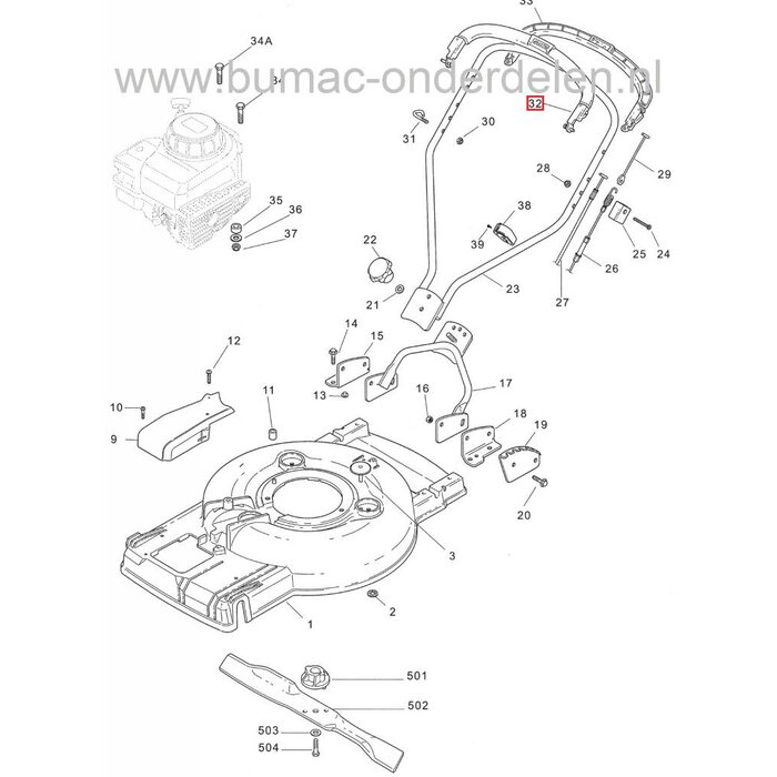 Motorremhendel Castelgarden - Stiga - Alpina - Mountfield Grasmaaiers, Benzinemaaiers, Cirkelmaaiers, Gazonmaaiers, Loopmaaiers, Hendel Motorrem