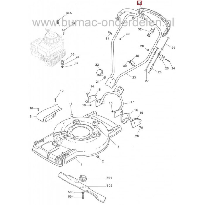 Hendel Rijaandrijving Castelgarden - Stiga - Alpina - Mountfield, Hendels Rij Aandrijving voor Grasmaaiers, Benzinemaaiers, Loopmaaiers