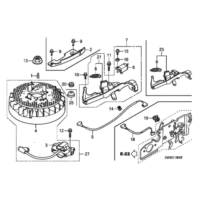 Ontsteking voor Honda GC135 - GC140 - GC160 - GCV135 - GCV140 - GCV160 en GCV190 voor Grasmaaier, Loopmaaier, Bobine voor Honda onderdeel, GC 135, GC 140, GC 160, GCV 135, GCV 140, GCV 160, GCV 190
