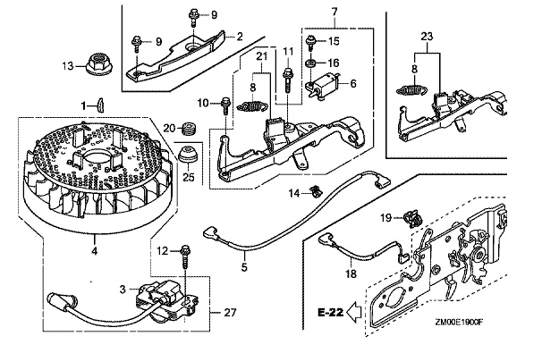 Ontsteking voor Honda GC135 - GC140 - GC160 - GCV135 - GCV140 - GCV160 en GCV190 voor Grasmaaier, Loopmaaier, Bobine voor Honda onderdeel, GC 135, GC 140, GC 160, GCV 135, GCV 140, GCV 160, GCV 190