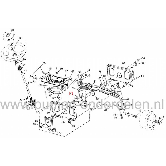 Wielas Links voor Husqvarna, Craftsman, Lazer, Jonsered, Partner, McCulloch, Wizard, Yardpro Zitmaaier, Tuintrekker, Linker Fusee YT4000, TC138 - TC238, YTH2242, LTH1538, LT1538, LT2216, LT2217, LT2223, LT2316, LT2317, P125107H, P145107HP, P185107H