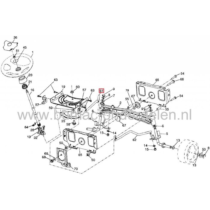 Stuurstang Links voor Husqvarna, Jonserd, Craftsman, Lazer, Partner, McCulloch, Wizard Zitmaaier, Tuintrekker Linker Stuur Stang YT4000, TC130, TC138, TC142, TC238, LT2213, LT2223, CT126, CTH126, LT151, LTH151, LZ11577HRB, M11577HRB